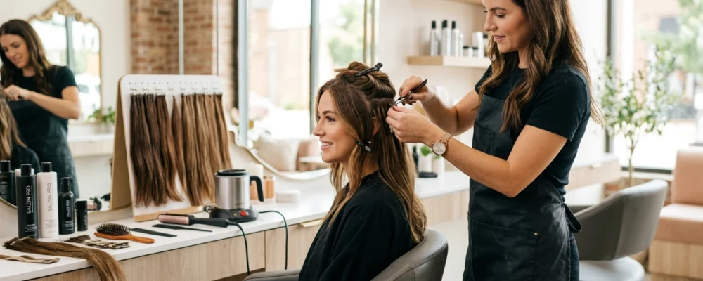 Pose d'extensions en salon professionnel : déroulement et durée et conseils pour Extensions cheveux