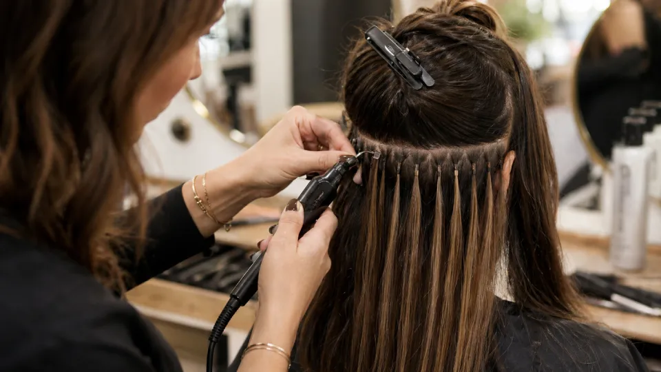 Pose d'extensions en salon professionnel : déroulement et durée et conseils pour Extensions cheveux